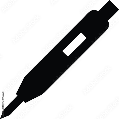 Voltage Tester Pen Silhouette Vector Illustration of Electrician Tool Icon for Electrical Testing and Safety Design