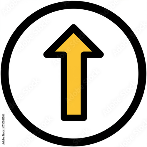 Illustration of yellow arrow pointing up inside a black circle