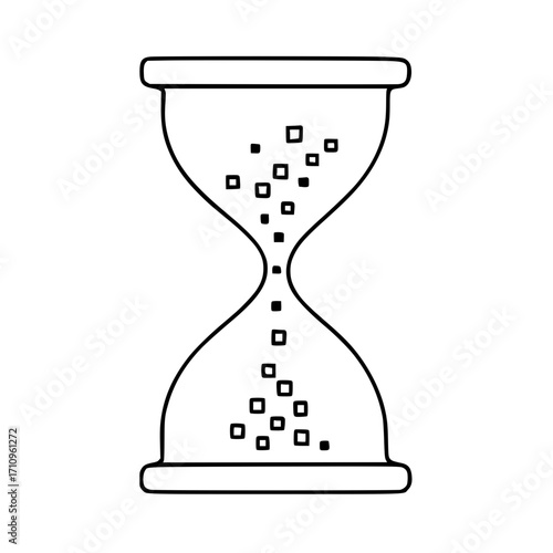 vector illustration hourglass with pixels instead