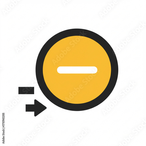 Illustration of a yellow circle with a white horizontal line inside, representing a minus sign