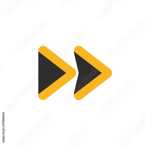 Illustration of two yellow and black fast forward icons