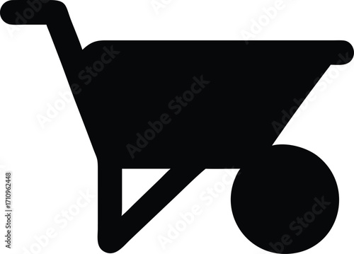Wheelbarrow Silhouette Vector Illustration of Landscaping Tool Icon for Outdoor Garden and Yard Work Design