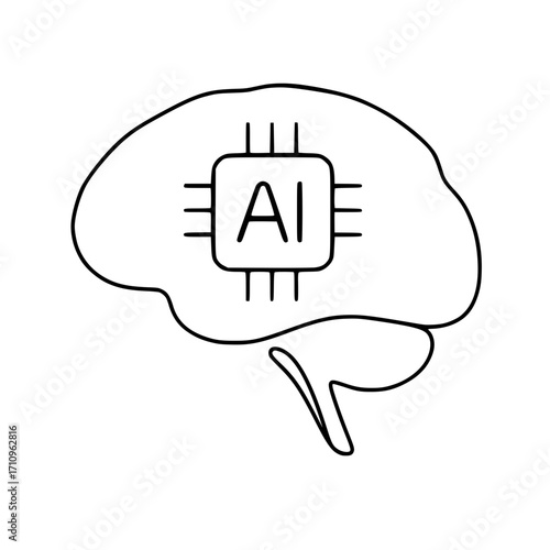 vector illustration AI chip inside a brain