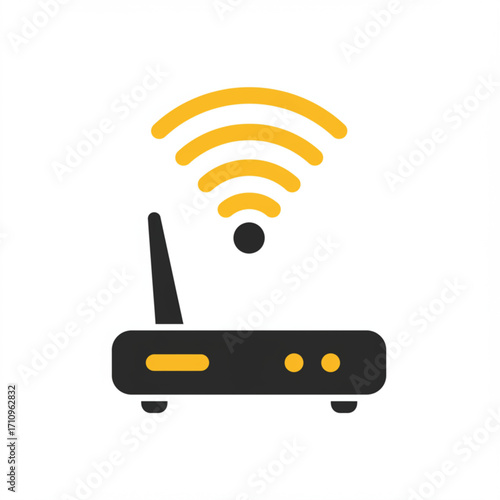 Illustration of wireless router with wifi signal icon
