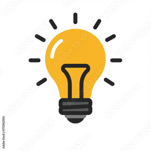 Illustration of bright yellow light bulb idea symbol