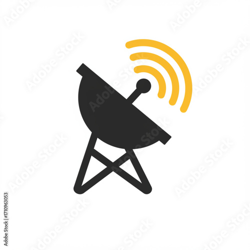 Illustration of satellite dish transmitting signal