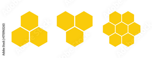 Honeycomb emblem logo or honeycomb icon. Simple flat honeycomb yellow and orange color. Colored honeycomb logo.