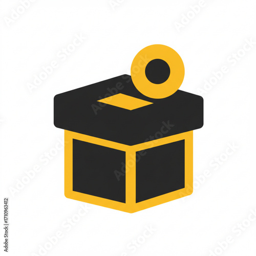 Illustration of donation box with coin