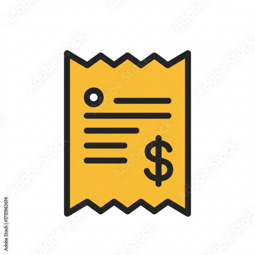 Illustration of yellow receipt icon with dollar sign and lines