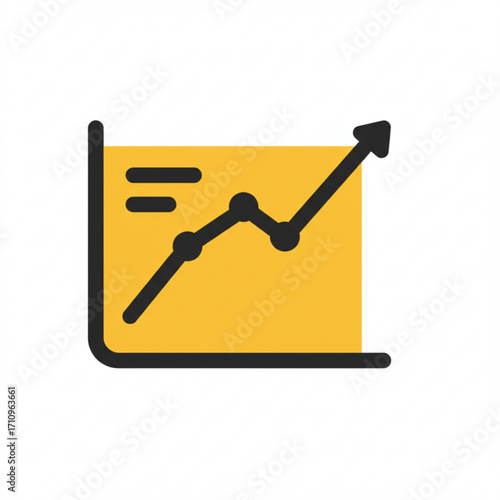 Illustration of a simple line graph showing an upward trend on a yellow background