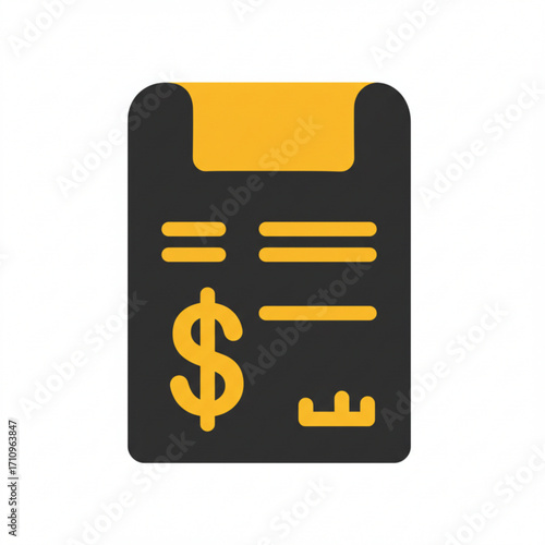Illustration of flat icon of a bill with dollar sign