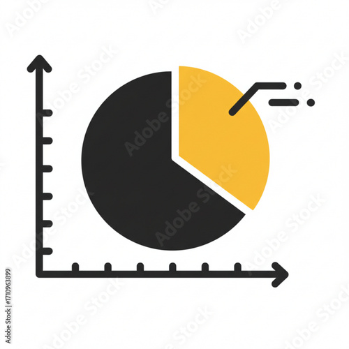 Illustration of pie chart with axis representing data analysis and statistics