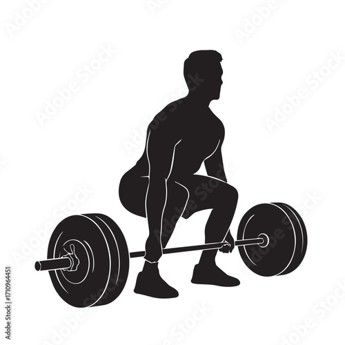 “Deadlift Exercise Silhouette – Powerlifting Strength Vector”