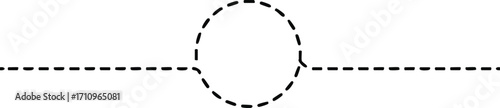 Circular dashed line connector with horizontal dashed lines vector illustration design for graphic resources and layout elements 
