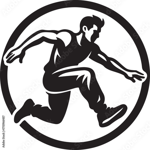 Parkour Runner Silhouette Mascot Logo in Dynamic Jumping Pose for Sports, Fitness, and Esports Branding