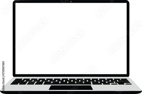Laptop computer with blank screen digital device technology vector illustration for business and work use 
