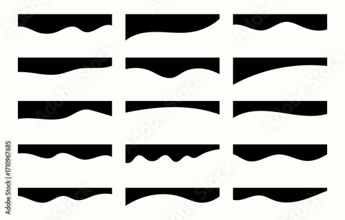 collection of black dividers shape templates for header page or website design in various style