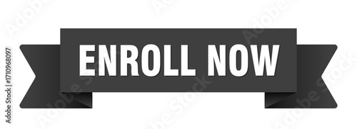enroll now ribbon isolated on transparent background. enroll now ribbon