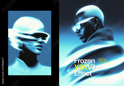 Frozen Y2K Vibe Poster Photo Effect Mockup