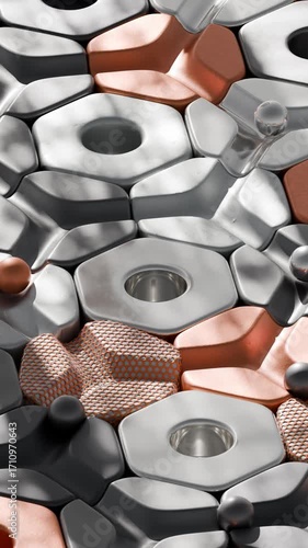 3D isometric Hexagons and spheres animation