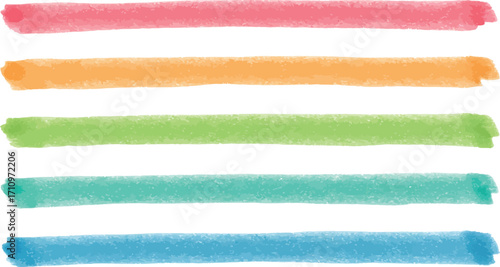 Colorful marker streaks and brush strokes artistic design element on transparent background