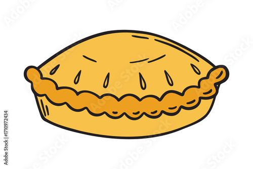 baking a round pie icon doodle hand drawn. colorful cartoon traditional pie drawing clipart symbol