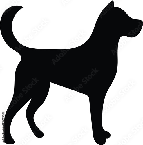 Silhouette of a Dog Standing Tall and Proud Against a White Background