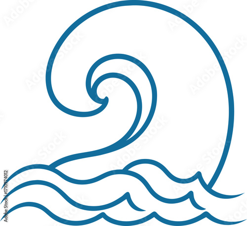Blue Stylized Ocean Wave Illustration for Marine and Surf