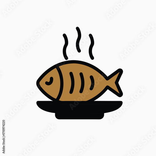 Flat golden fries icon design