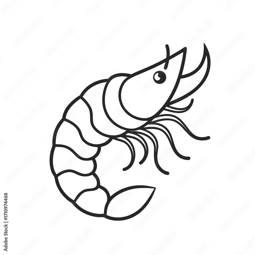 Naklejka premium Outline shrimp tempura vector icon on white background