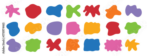 Organic shape abstract colorful isolated elements set. irregular round blot form graphic shape collection