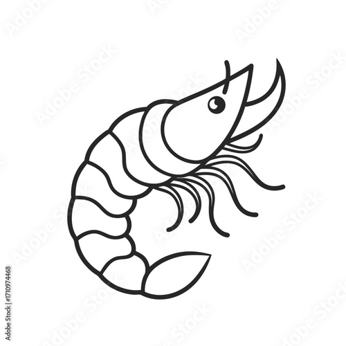 Outline shrimp tempura vector icon on white background