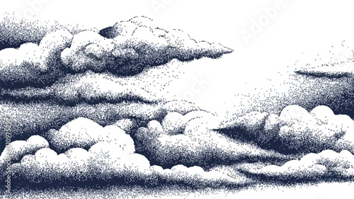 Abstract Stipple Dotwork Illustration of Clouds with Detailed Patterns