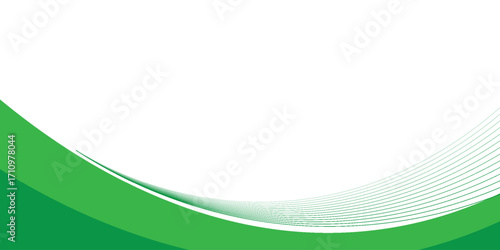 Green banner background. Green abstract header with rounded lines for web banner or poster. Vector illustration.
