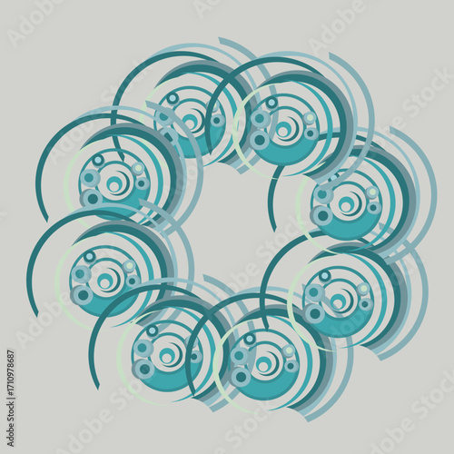 Flowing pattern of raindrops. Magical pattern of rings of raindrops on water. Abstract composition of geometric circles.	
