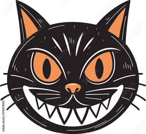 Cute cartoon vector illustration of a cat kitten drawing isolated on white background