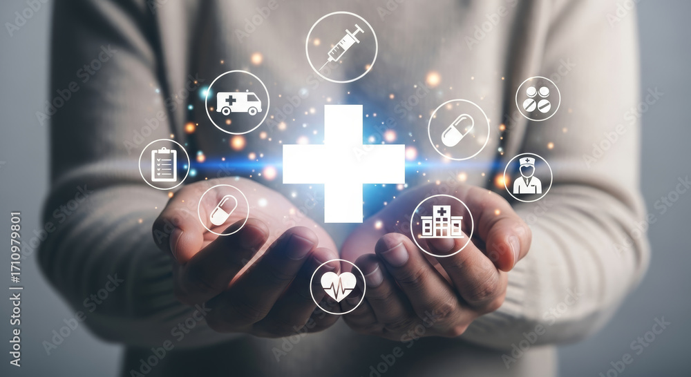 Fototapeta premium Innovative healthcare solutions in your hands with modern medical technology and digital health applications