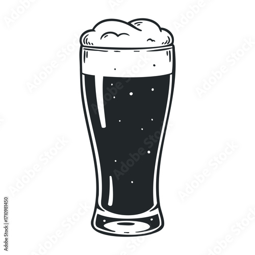 Enjoying a cold dark beer in a cozy pub relaxing atmosphere illustration of beverage. Vector illustration