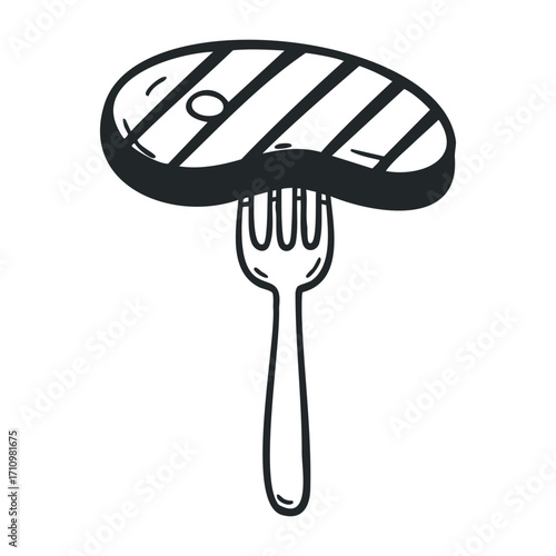 Sizzling grilled steak dinner backyard barbecue food photography outdoor setting eye-level view culinary delight. Vector illustration