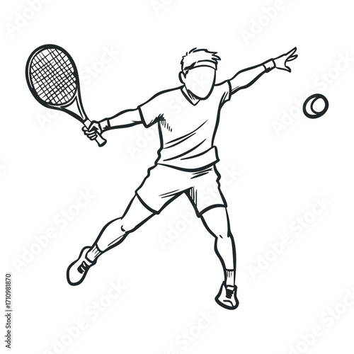 Dynamic tennis match highlighting player skills court illustration action-packed side view competitive spirit. Vector illustration