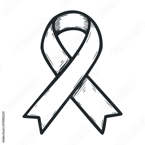 Promoting awareness for cancer support white ribbon symbol graphic design digital art environment. Vector illustration