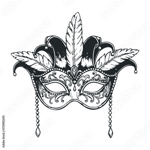 Masquerade ball mask artistic design digital illustration elegant style celebration concept. Vector illustration