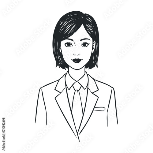 Professional woman in business attire office setting illustration digital art portrait leadership concept. Vector illustration