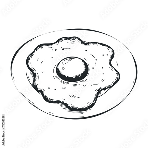 Fried egg breakfast delight kitchen food illustration home top view culinary art. Vector illustration