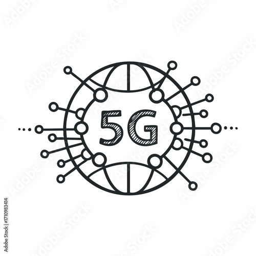 5g technology revolution global connectivity infographic visualization digital environment abstract concept. Vector illustration