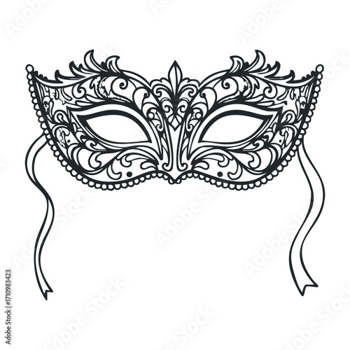 Elegant decorative mask design artistic showcase graphic art studio setting aesthetic appeal. Vector illustration