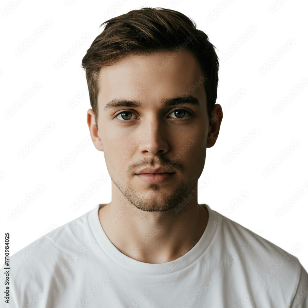 Obraz premium Close up portrait of a man's face with a serious expression