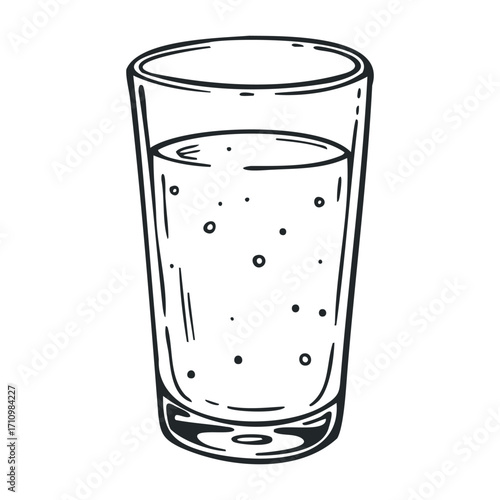 Refreshing glass of water on a table indoor setting illustration minimalist style. Vector illustration