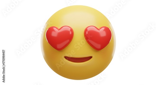 Express your adoration with this vibrant, loving emoji face featuring heart-shaped eyes