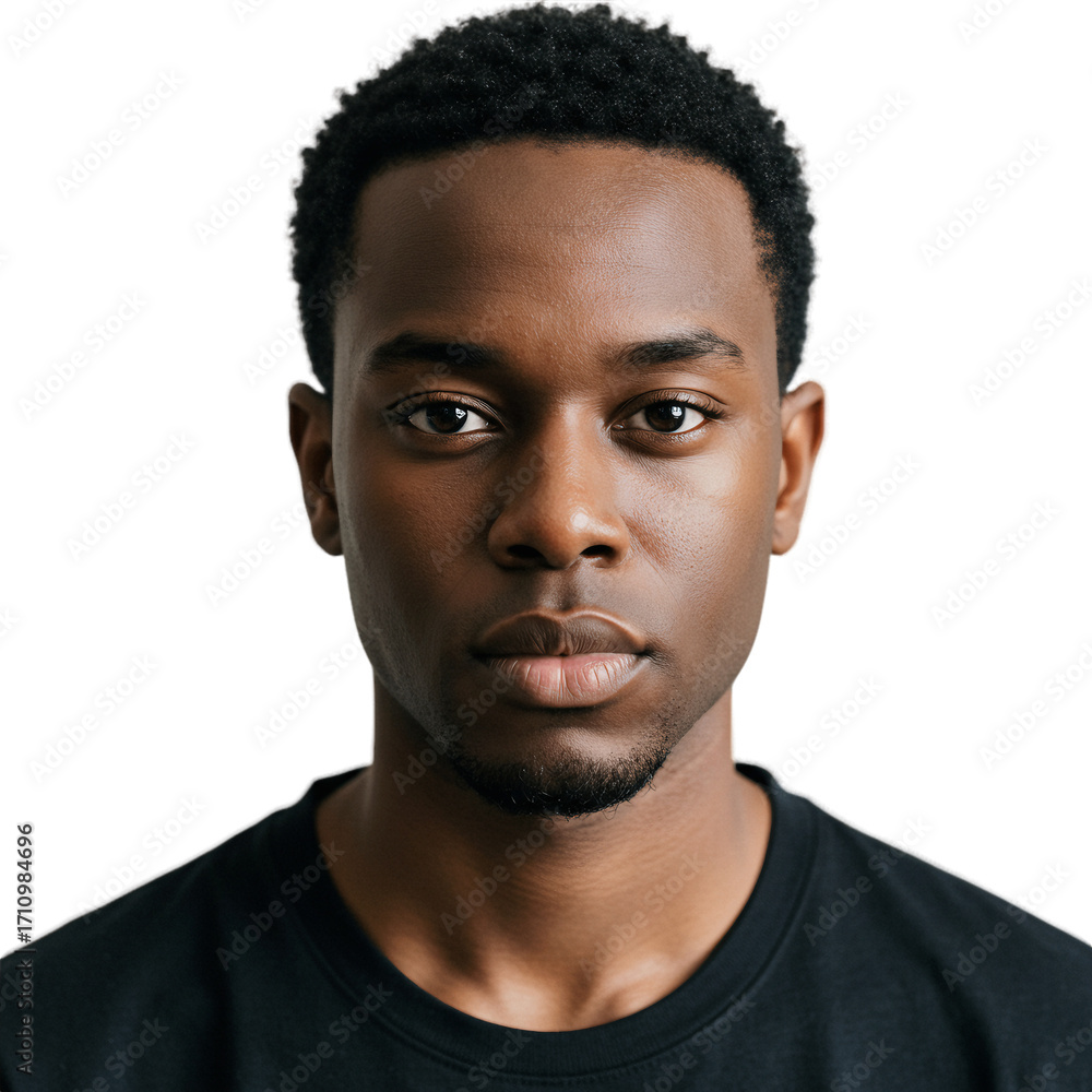 Obraz premium close up of a man's face with serious expression on transparent background